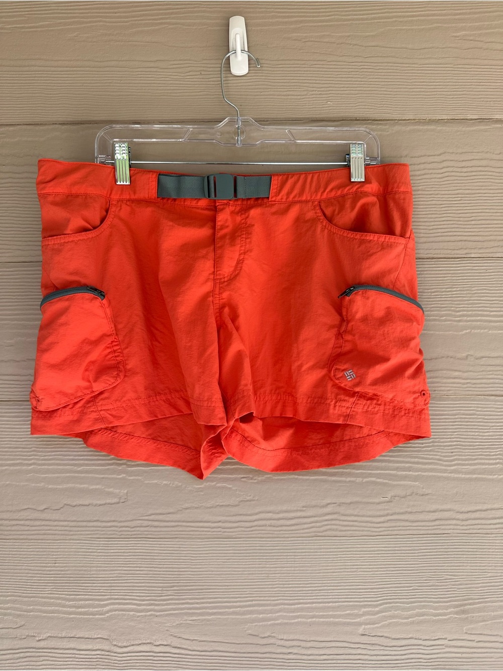 Columbia Womens Hiking Shorts Orange Built In Belt Active Outdoor Sz L B2